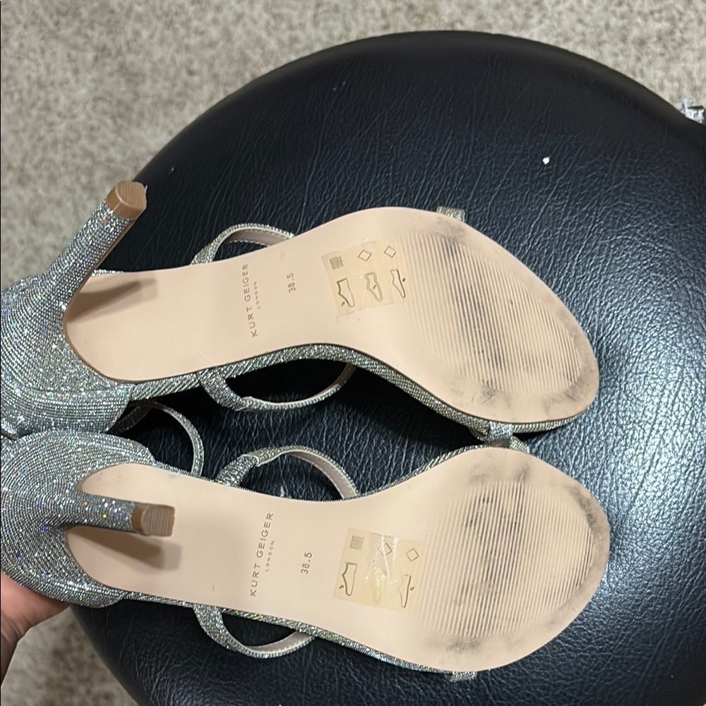 Kurt Geiger Silver Heels with Ankle Straps - Picture 9 of 10